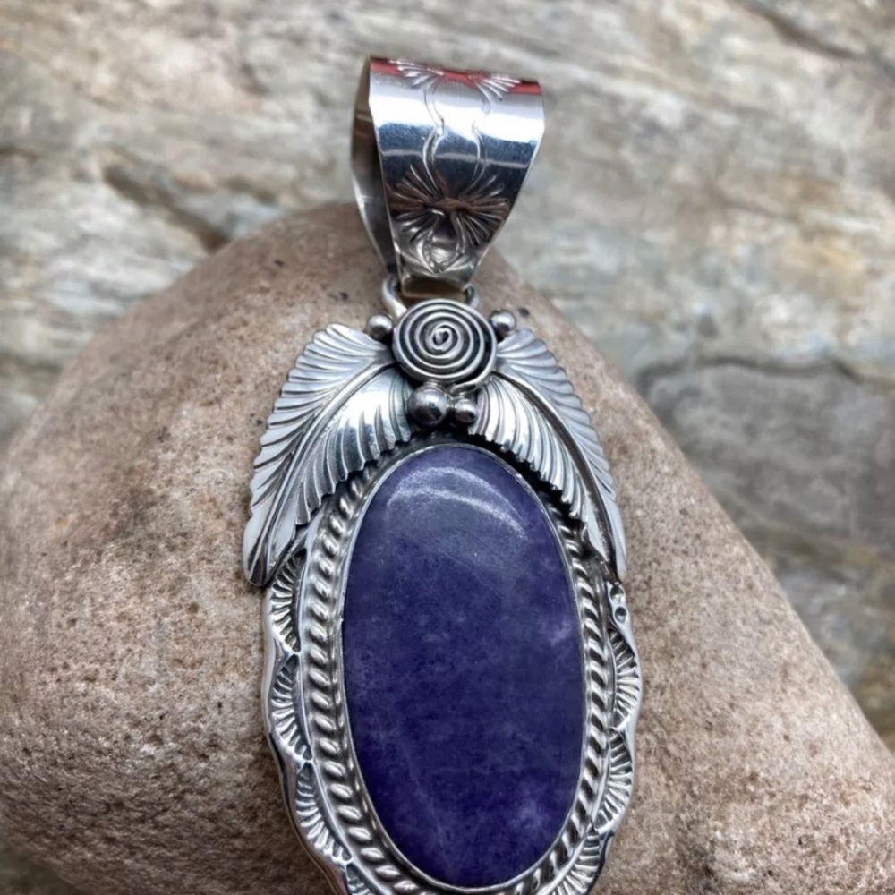 Nativeamerican Sterlingsilverpurplecharoitependant - image 3